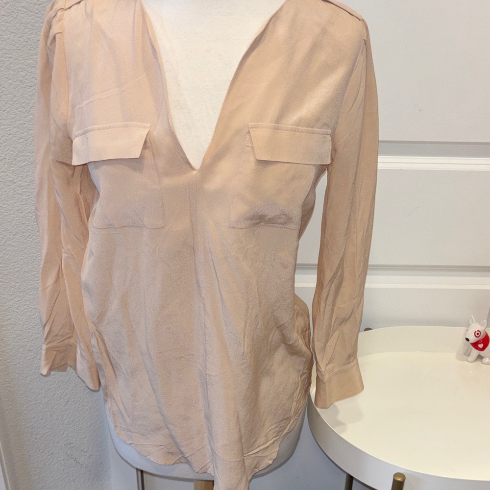 EUC Joie Blush Silk V-Neck Blouse
